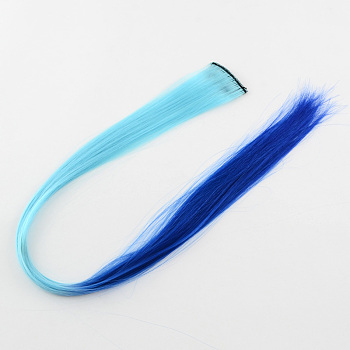 Fashion Women's Hair Accessories, Iron Snap Hair Clips, with Nylon Hair Wigs, Royal Blue, 47cm