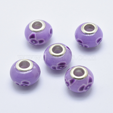 Medium Purple Rondelle Polymer Clay European Beads