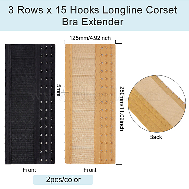 4Pcs 2 Colors Polyester Women's 3 Rows x 15 Hooks Longline Corset Bra Extender(DIY-BC0006-58)-2