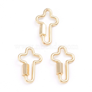 Real 18K Gold Plated Cross Brass Locking Carabiner