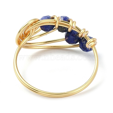 Bague ronde en lapis-lazuli naturel avec perles(RJEW-TA00103-02)-4