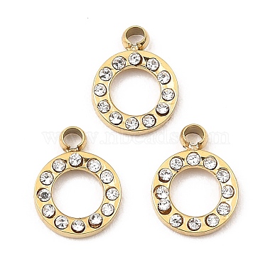 Real 24K Gold Plated Ring Stainless Steel+Rhinestone Pendants
