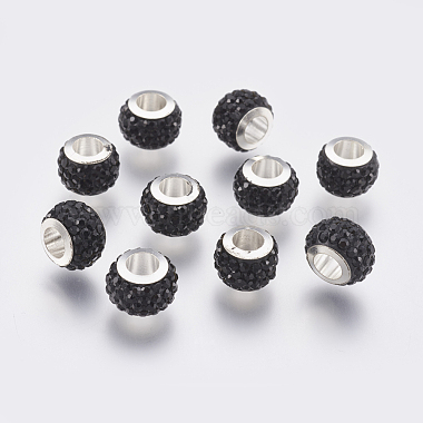 11mm Rondelle Stainless Steel+Rhinestone Beads