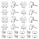 DICOSMETIC 40Pcs 4 Style Clover & Flower & Leaf 304 Stainless Steel Stud Earrings with 50Pcs Ear Nuts(EJEW-DC0001-18)-1