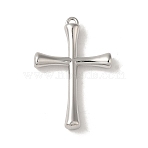 Non-Tarnish 304 Stainless Steel Pendants, Cross Charm, Stainless Steel Color, 27.5x17x3.5mm, Hole: 1mm(X-STAS-L022-328P)
