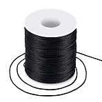 Polyester Cord, Satin Rattail Cord for Chinese Knot Making, Round, Black, 1mm, about 492.13 Yards(450m)/Roll(WCOR-WH0006-001A)