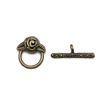 Zinc Alloy Toggle Clasps, Rose, Antique Bronze, 7.5~19x16.5~25x4.5~6mm, Hole: 1.4mm and 2.1x3mm(PALLOY-WH0085-94)