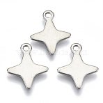 Non-Tarnish 201 Stainless Steel Pendants, Laser Cut, Star, Stainless Steel Color, 13.5x11x0.7mm, Hole: 1.4mm(STAS-R116-044)