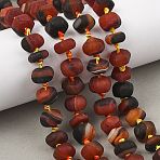 Natural Banded Agate Beads Strands, Irregular Rondelle, Dyed & Heated, FireBrick, 5~10x12~13mm, Hole: 1.5mm, about 34pcs/strand, 16.14''(41cm)(GG-T001-06)