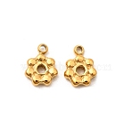 304 Stainless Steel Charms, Ion Plating(IP), Flower Charm, Real 18K Gold Plated, 7.5x6x2mm, Hole: 1mm(X1-STAS-Z157-07G)