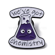 Word We've Got Chemistry Enamel Pin, Aolly Chemical Theme Brooch for Backpack Clothes, Indigo, 30x25.5x1.5mm(JEWB-R021-07D)