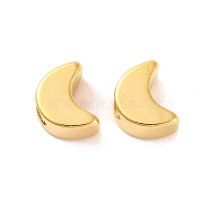 Brass Beads, Lead Free & Cadmium Free, Moon, Real 24K Gold Plated, 7x5x3.5mm, Hole: 2mm(KK-U024-17G)