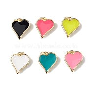Eco-Friendly Rack Plating Brass Enamel Pendants, Lead Free & Cadmium Free, Long-Lasting Plated, Heart Charm, Real 18K Gold Plated, Mixed Color, 16.5x14x5mm, Hole: 3.5mm(KK-F848-02G)