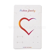 Rectangle Earring Display Cards, White, Heart Pattern, 14.3x8.9x0.04cm, Hole: 2mm(CDIS-P007-A03)