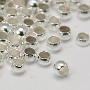 Brass Crimp Beads, Silver Color Plated, about 2.5mm in diameter, hole: 1.2mm, about 450~500pcs/10g(X-J0JMN022)