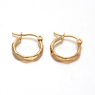 304 Stainless Steel Hoop Earrings, Hypoallergenic Earrings, Fancy Cut Ring Shape, Golden, 16x15x2.5mm, Pin: 1mm(X-EJEW-D195-G)