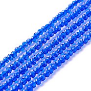 Transparent Glass Beads Strands, Faceted, Round, Blue, 3mm, Hole: 0.8mm, about 127~139pcs/strand, 14.09~14.53 inch(35.8~36.9cm)(GLAA-C019-01B-03)