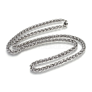 304 Stainless Steel Wheat Chain Necklaces, with Lobster Claw Clasps, Stainless Steel Color, 27.7 inch(70.3cm), 5.6mm(NJEW-F242-14P-E)