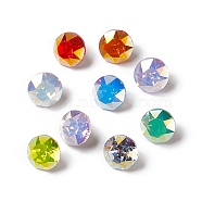 Light AB Style Glass Rhinestone Cabochons, Pointed Back & Back Plated, Diamond, Mixed Color, 8x5.5mm(RGLA-J014-B-LA2)