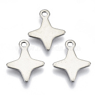 201 Stainless Steel Pendants, Laser Cut, Star, Stainless Steel Color, 13.5x11x0.7mm, Hole: 1.4mm(STAS-R116-044)