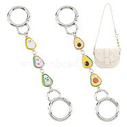 Avocado Alloy Enamel Link Purse Strap Extenders, with Spring Gate Rings, Mixed Color, 146~147mm, 2 color, 1pc/color, 2pcs/set(AJEW-AB00070-02)