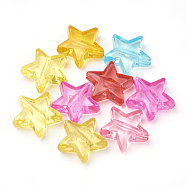 Transparent Acrylic Beads, Star, Mixed Color, 13x14x5mm, Hole: 1.5mm(X-MACR-S296-27)