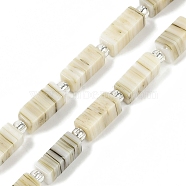 Handmade Lampwork Beads Strands, Rectangle with seed Beads, Dark Khaki, 10~11x4.5x4mm, Hole: 0.8mm, about 32~33pcs/strand, 15.94''(40.5cm)(LAMP-Q037-01B-06)