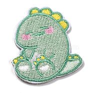 Computerized Embroidery Cloth Self Adhesive Patches, Stick On Patch, Costume Accessories, Appliques, Dinosaur, Dark Sea Green, 37x32x2mm(DIY-G031-03D)