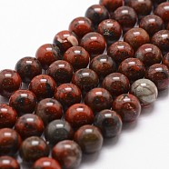 Natural Brecciated Jasper Bead Strands, Round, 6mm, Hole: 1mm, about 61pcs/strand, 14.9 inch~15.1 inch(X-G-D840-67-6mm)