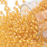 TOHO Round Seed Beads, Japanese Seed Beads, (949) Yellow Lined Topaz, 8/0, 3mm, Hole: 1mm, about 1110pcs/50g(SEED-XTR08-0949)