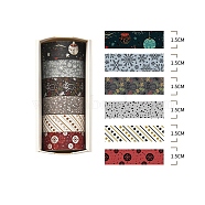 6 Rolls Christmas Paper Decorative Paper Tapes Set, Adhesive Tapes, for DIY Scrapbooking Supplie Gift Decoration, Mixed Color, 15x0.2mm, 2m/roll(STIC-H002-09H)