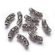 Alloy Tube Beads, Curved, Antique Silver, 24.5x9mm, Hole: 3.5mm(PALLOY-I127-11AS)