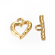 Tibetan Style Toggle Clasps, Zinc Alloy, Heart, Lead Free and Cadmium Free, Golden, 26x23x2mm, Hole: 5mm(X-TIBE-S002-G-LF)