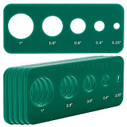 Acrylic Safety Eye Insertion Tool for Toy Making, Doll Eyeball Gauge Board, Rectangle, Teal, 50x120x3mm, Hole: 6~25mm(TOOL-WH0136-123B)