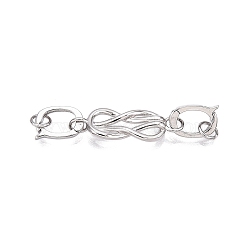 925 Sterling Silver Fold Over Clasps, with Jump Ring, Platinum, 31.5x7x2.5mm, Hole: 1.6mm, Clasps: 8.5x6x1.5mm, ring: 4mm in diameter, hole: 2mm.(STER-T007-109P)