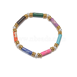 Bohemian Style Colorful Mixed Stone Beaded Stretch Bracelets for Women, Inner Diameter: 2 inch(5cm)(AC6424)