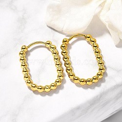 304 Stainless Steel Hoop Earrings for Women, Ion Plating(IP), Oval, Real 14K Gold Plated, 19.5x2.5x13.5mm(EJEW-M068-08B-G)