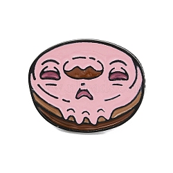 Funny Doughnut Face Enamel Pins, Alloy Lapel Pin Backs for Backpack Clothes, Pink, 22x27mm(JEWB-E042-08EB-01)