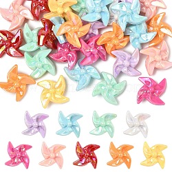 30Pcs UV Plating Opaque Acrylic Beads, Iridescent, Windmill, Mixed Color, 20x20x11.5mm, Hole: 2.8mm(OACR-YW0004-16)