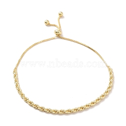 Brass Rope & Box Chain Slider Bracelet, Adjustable Bracelet for Women, Cadmium Free & Lead Free, Real 18K Gold Plated, Inner Diameter: 1-1/2~3-1/8 inch(3.7~7.8cm)(BJEW-B058-04)