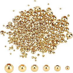 Unicraftale 270Pcs 6 Style 304 Stainless Steel Beads, Round, Golden, 2~8x2~7.5mm, Hole: 0.8~3mm(STAS-UN0026-90)