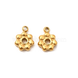 304 Stainless Steel Charms, Ion Plating(IP), Flower Charm, Real 18K Gold Plated, 7.5x6x2mm, Hole: 1mm(X1-STAS-Z157-07G)