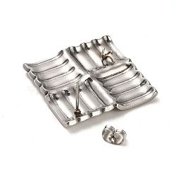 304 Stainless Steel Stud Earring Findings, Rhombus with Loops, Stainless Steel Color, 40x40.5mm(EJEW-Q794-01P)