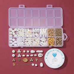 DIY Imitation Pearl Bracelet Necklace Making Kit, Including Oval & Round & & Teardrop & Star & Shell Shape Plastic & Acrylic Imitation Pearl Beads, Elastic Thread, White, Beads: 694Pcs/set(DIY-FS0003-11)