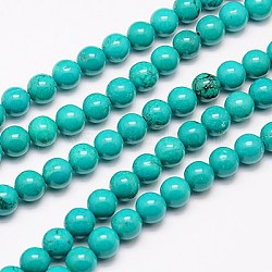 Natural Howlite Beads Strand, Round, Dyed & Heated, Turquoise, 4mm, Hole: 1mm, about 96pcs/strand, 15.35 inch(X-TURQ-G096-4mm)