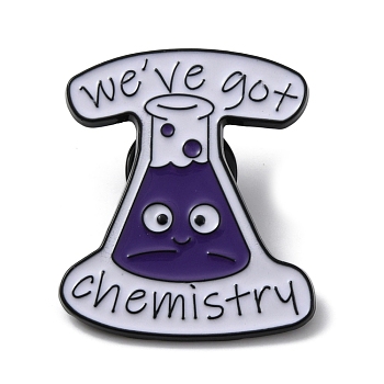 Word We've Got Chemistry Enamel Pin, Aolly Chemical Theme Brooch for Backpack Clothes, Indigo, 30x25.5x1.5mm