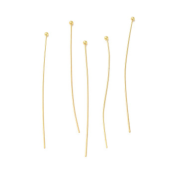 304 Stainless Steel Ball Head Pins, Real 18K Gold Plated, 60x0.5mm, Head: 1.9mm