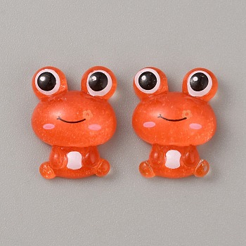 Translucent Resin Cabochons, Frog, Orange Red, 20x15x7mm
