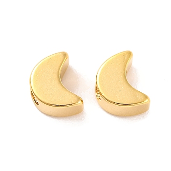 Brass Beads, Lead Free & Cadmium Free, Moon, Real 24K Gold Plated, 7x5x3.5mm, Hole: 2mm