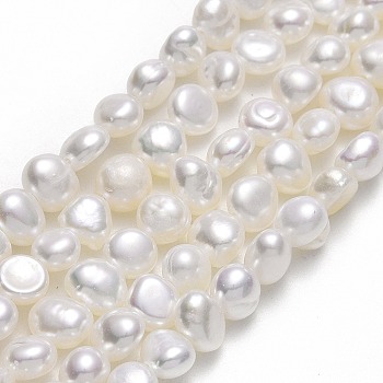 Natural Cultured Freshwater Pearl Beads Strands, Two Sides Polished, Linen, 4.5~5x5~5.5x3.5~4.5mm, Hole: 0.6mm, about 76pcs/strand, 13.58~13.78''(34.5~35cm)